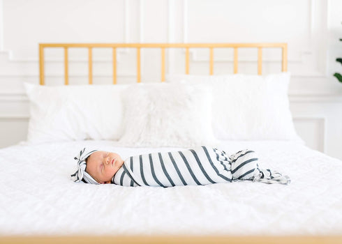 Copper Pearl Large Premium Knit Baby Swaddle - City Design