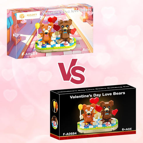 Sets 8+ (289pcs) aphpaio Valentines Brown Bear Building Toy for Lover, Art Love Collectible Home Wedding Decor, Cute