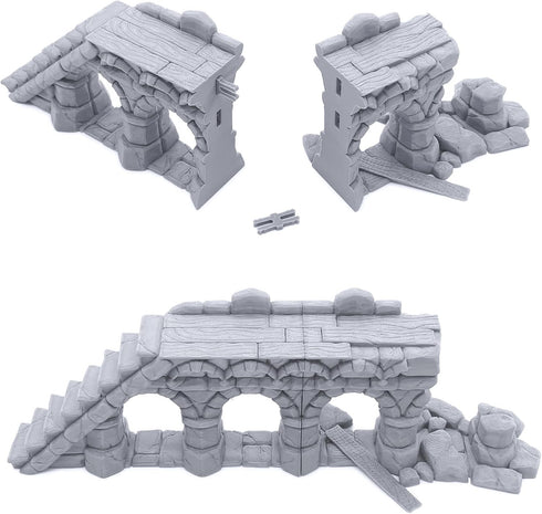 EnderToys Ruined Town Modular Walls II for DND Terrain, 28mm Miniature Wargaming Scenery