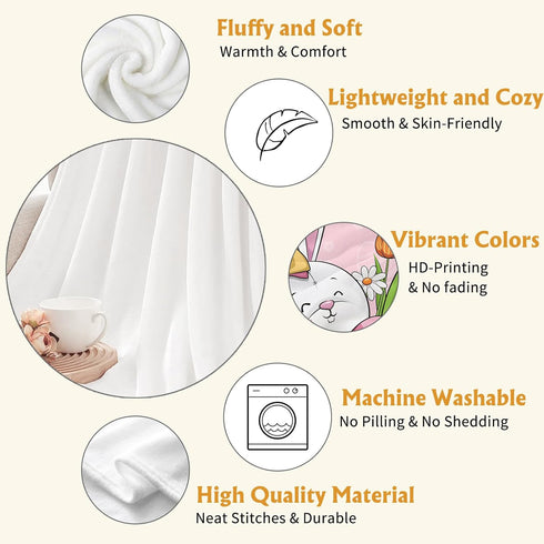 YeeJu Easter Baby Throw Blanket, 30x40 Small Pink Easter Rabbit Bunny Egg Blanket for Toddler Crib