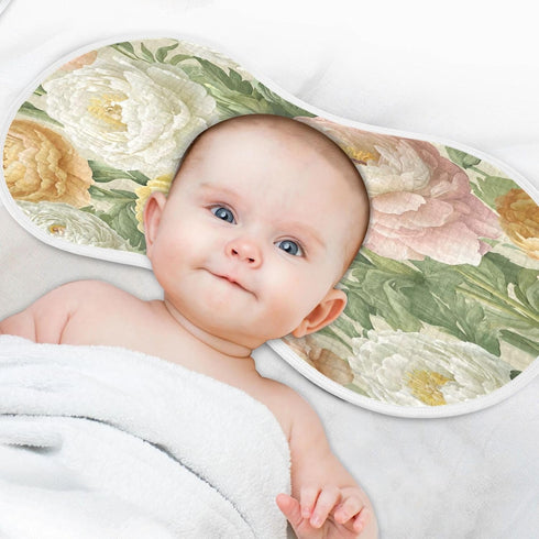 YETTASBIN Peony Flower Muslin Baby Burp Cloth, Super Soft Absorbent Cotton Burp Rag Baby Bibs Feeding Cloth for Newborn