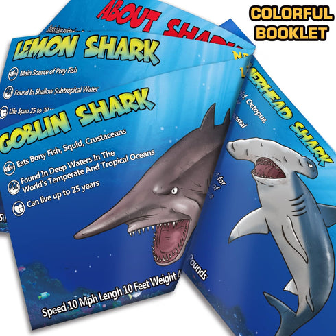 Yeonha Toys 8 Pack Shark Toys - Realistic Soft Plastic Shark Figures with Educational Booklet for Kids - Pool Bath Tub