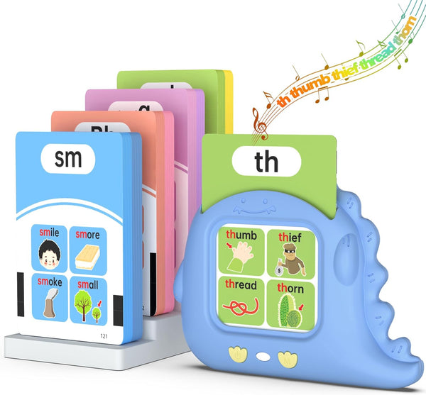 Phonics Talking Flash Cards for Toddlers 2-8, 252 Words, CVC Blends, Long Vowel Sounds, Montessori Language Learning
