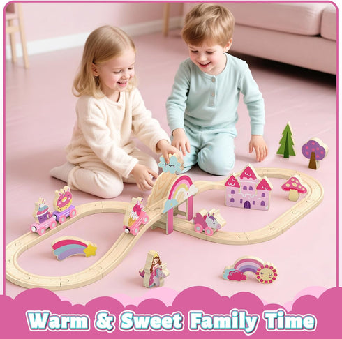 Set Set 2-4, 3 4 5 6 7 Lehoo Castle Wooden Train - Unicorn Train for Toddlers Wooden Train Track Toddler Girl Toys