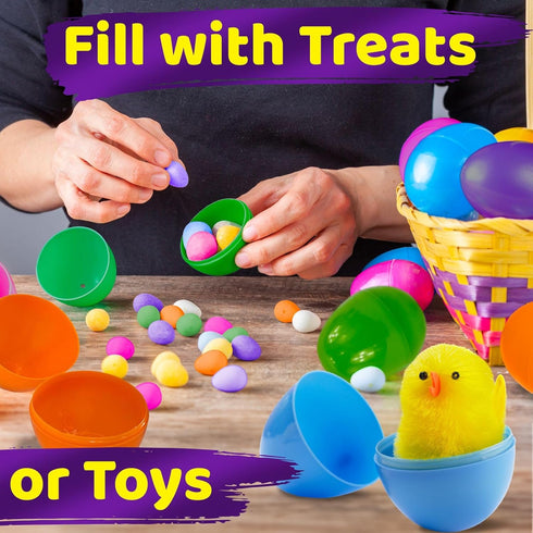 stargo 50 Pack 3.2 Set - Plastic Easter Eggs Empty Large Plastic Eggs Fillable for Easter Egg Hunt, Easter Egg Basket