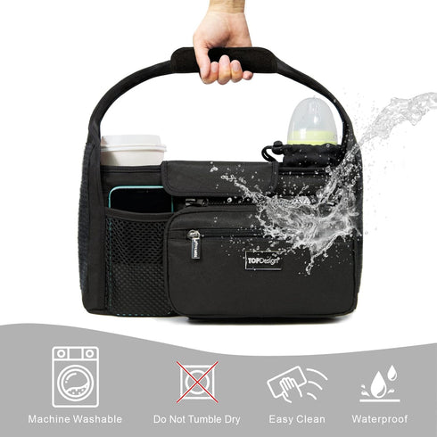 TOPDesign Universal Baby Stroller Organizer, Stroller Caddy with Heightened Insulated Cup Holders & Non-Slip Secure