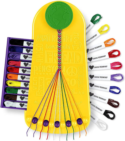 Choose Friendship Bracelet Making Kit 20 Pre-Cut Threads, Portable Loom with Storage,