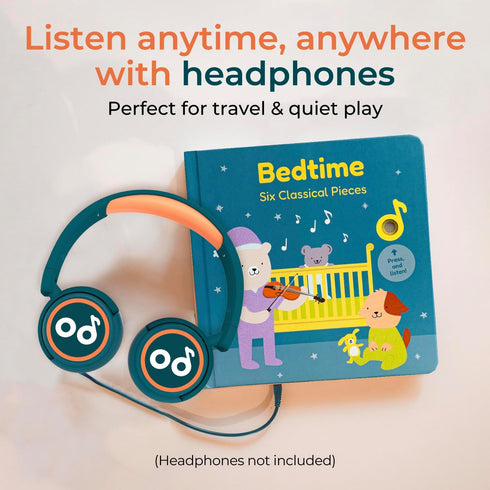 1-3, 6 Cali's Books Bedtime Musical Book for Babies and Toddlers USB-C Rechargeable, Headphone Jack, Classical