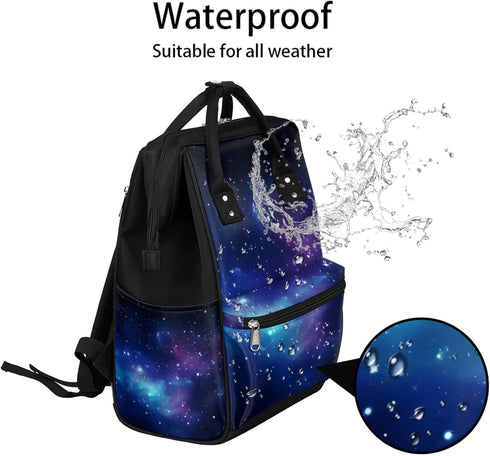 Hsnar Backpack Outer Space Galaxy Waterproof Diaper Bag Large Capacity Baby Bag with Stroller Straps, Multi-Pocket