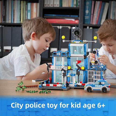 MindBox City Police Station Building Sets, 570pcs City Police Sets Toy Building Bricks Kit for Boys