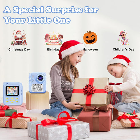 QDH 1080P 3 32GB 3-12, Instant Print Camera for Kids, Video Camera with Print Rolls, Card & Cute Cover, Gift for Girls