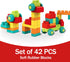 Soft Building Blocks STEM Montessori Toys, Large Construction Block Set with 42 Pieces and Storage for 12-18 Months