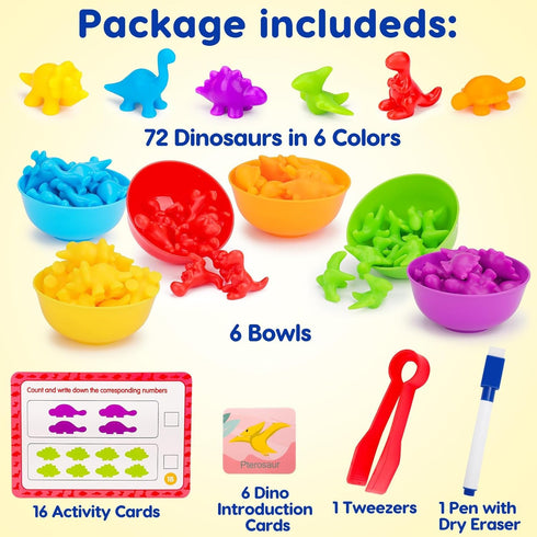 Counting 3 4 5 2-4 3-5 4-8 Dinosaurs Montessori Toys for Years Old Boys Girls Toddler Manipulatives Preschool Learning