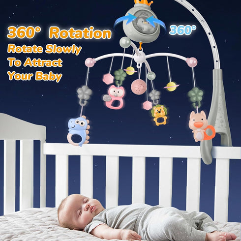 Generic Pack Crib Mobile with Music and Lights, Mobiles for Cribs, Baby Nursery Space Portable Infant Arm Hanger