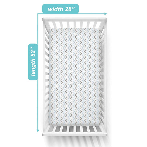 TL Care 100% Natural Cotton Fitted Crib Sheet 52" x 28" - Soft, Breathable, Hypoallergenic, Blue Zigzag for Boys & Girls