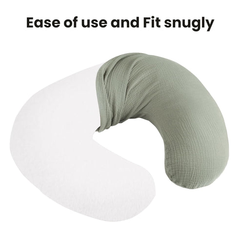 2 Pack Konssy Muslin Nursing Pillow Covers, Soft and Cute Nursing Covers for Breastfeeding Pillows, Ideal for Newborn