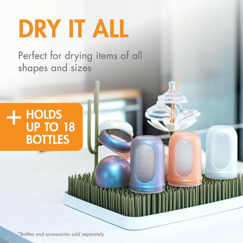 Countertop 13.5 11 2.5 Boon Lawn Baby Bottle Drying Rack with Antimicrobial Tray - Baby Bottle Rack and Organizer