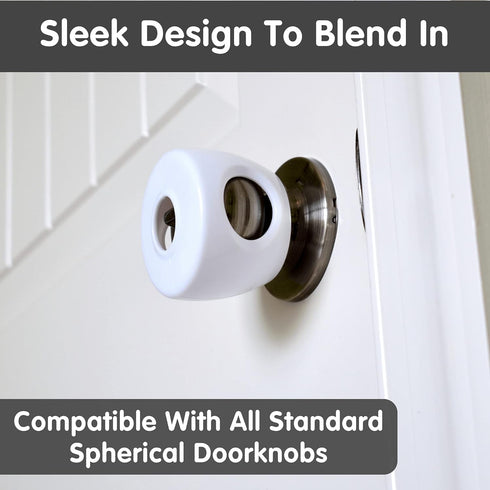 4-Pack Childproof Door Knob Covers, Easy to Install Safety Covers for Kids, Reusable, White