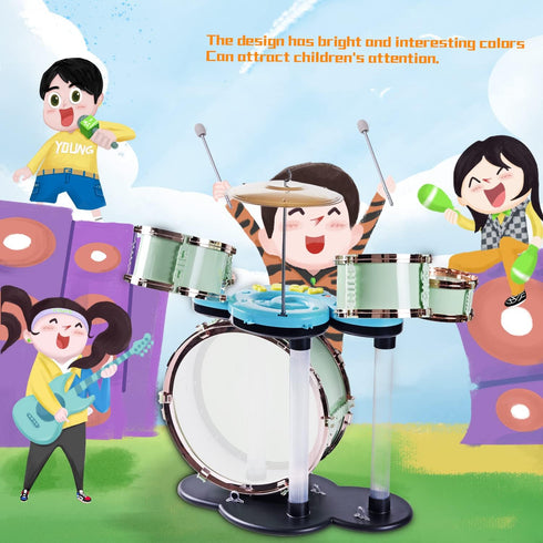 Soft Microphone for MP3 Music Player - Children's Educational Instrument Toy Set, Rock Jazz Drum Set, Green Music Toy
