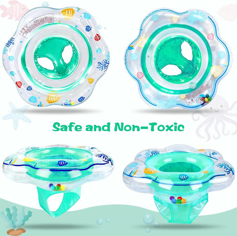6-12 Baby Pool Float with Double Airbag Safety Seat for Toddler & Infant Months, Inflatable Infant Pool Float for Swim