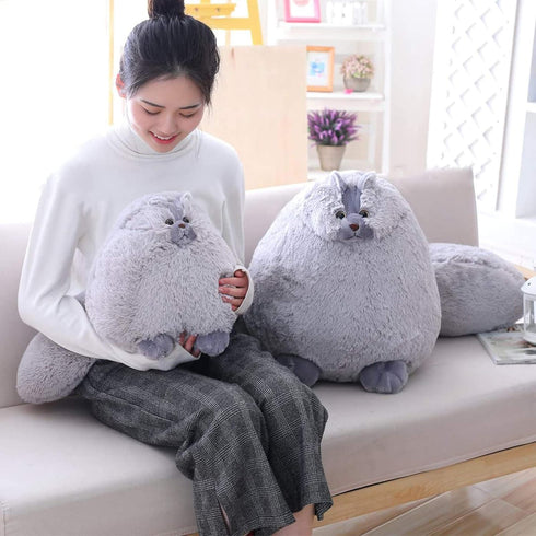 20 Inches) Winsterch Kids Large Cat Stuffed Animal Toys Gift Big Plush Cat Animal Baby Doll, Fat Gray Plush Cat Toy