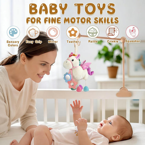 0 3 6 9 12 TYRY.HU Baby Stroller or Car Seat Toy,Soft Plush Stroller & Cot Hanging Toys, Rattle Sensory Developmental