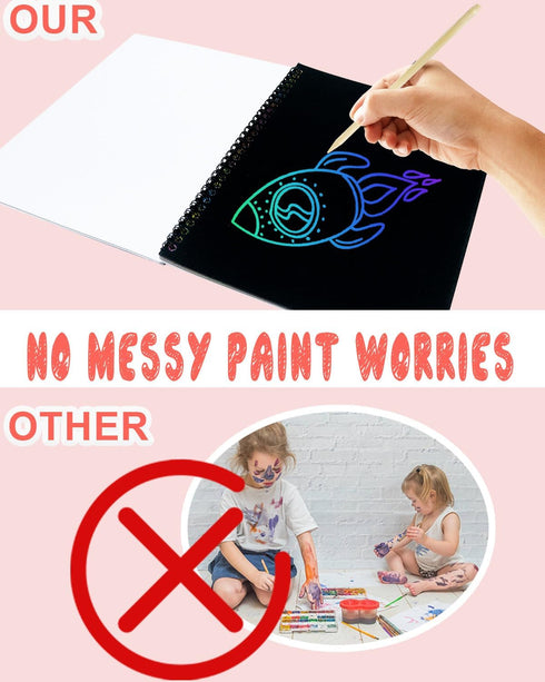 OSLINE Arts and Crafts for Kids 3-10, Rainbow Scratch Paper Art Notebooks, Art Supplies Kit for Gifts