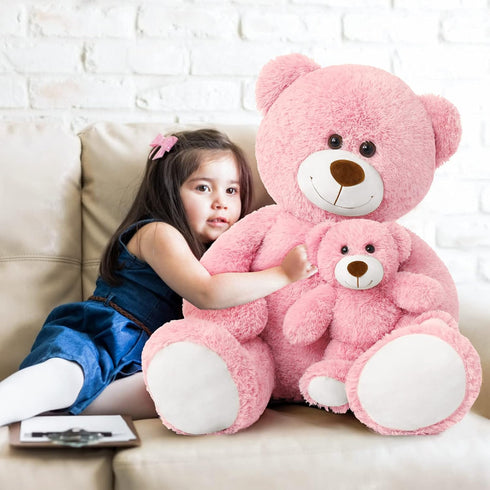 Muiteiur 40" Pink Giant Teddy Bear Set, Mommy & Baby Stuffed Animal, Great Gift for Kids, Baby Shower, Christmas,