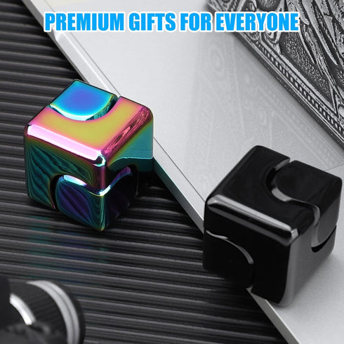 Umnodobn 2-in-1 Infinity Gear Fidget Cube Spinner for Kid Adult, Transformable Spinning Top Metallic Fidget Toys