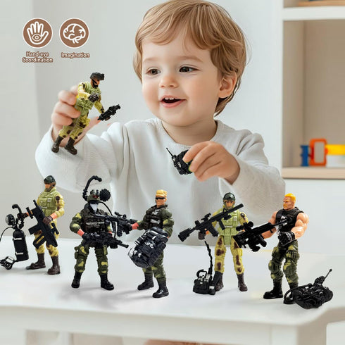 Baimiby 6 4-7, Army Men Toy Soldiers, Pcs Army Men Action Figure for Boy US Army Men and SWAT Team Toy with Military