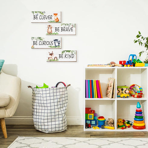CloverKoi 4 Woodland Nursery Decor for Boys Girls, Safari Nursery Decor, Jungle Theme Nursery Decor for Teen Boys Kids