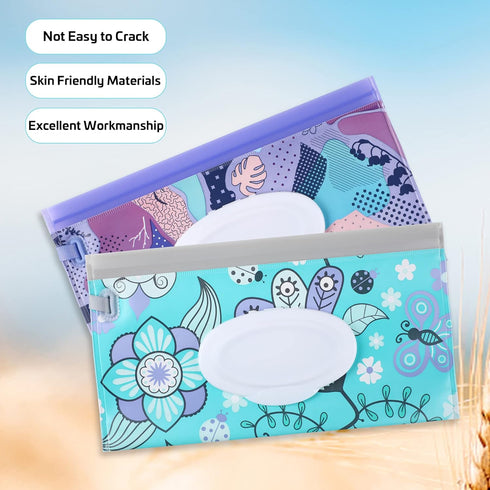 FEBSNOW 2 Pack Baby Wipe Dispenser, Reusable Portable Holder for Travel Baby Wipes
