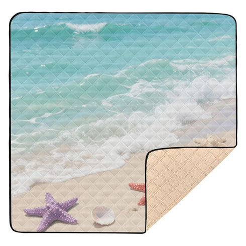 EtherSpher Blue Shells Large Non-Slip Baby Gym Play mat for Indoor Outdoor Waterproof