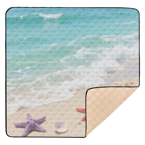 EtherSpher Blue Shells Large Non-Slip Baby Gym Play mat for Indoor Outdoor Waterproof