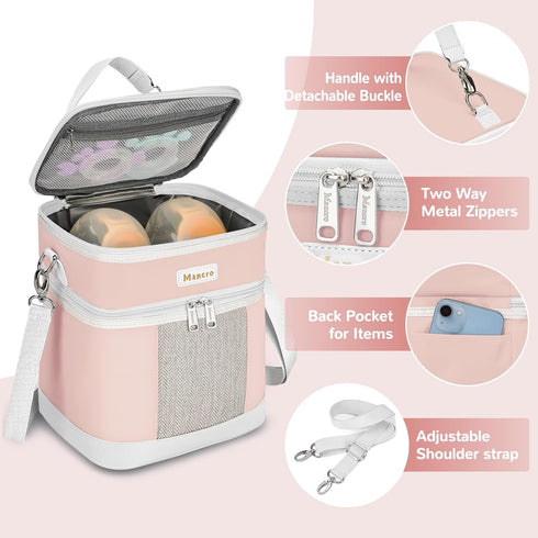 Pack, 6 9 Mancro Breast Milk Cooler Travel Bag with Ice Double Layer Baby Bottle Cooler Bag Fits Bottles Up