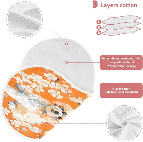 YETTASBIN Dog Muslin Baby Burp Cloth, Super Soft Absorbent Cotton Burp Rag Baby Bibs Feeding Cloth for Newborn Boys