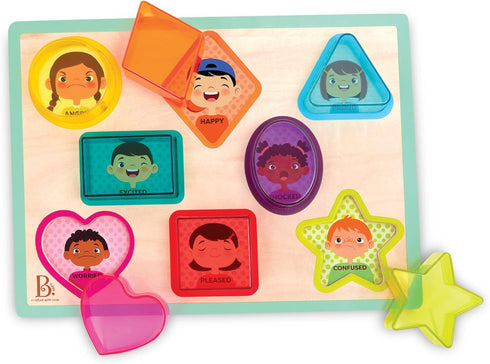 B. toys Shapes & Emotions Chunky Puzzle – Toddler Puzzle for Geometric Shapes & Emotions – Classic Toys for Kids 2