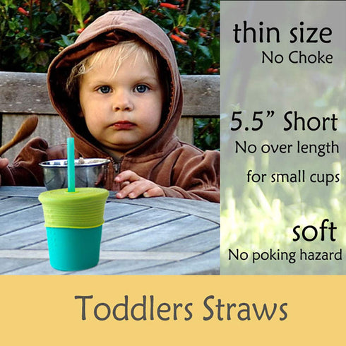 Mini Short Pinch Test Passed 5.5" Replacement Reusable Silicone Small Straws for Toddlers & Kids, Safe Fun for Baby