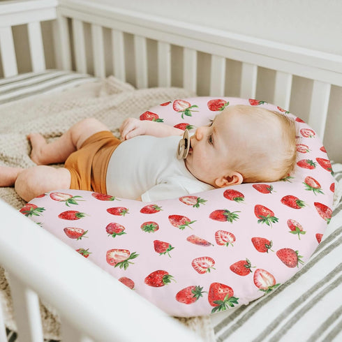Summer Red Strawberries Baby Nursing Pillow Covers for Boy Girl Watercolor Strawberries Fruit Nursery Slipcovers