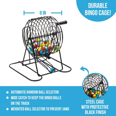 Regal Bingo Deluxe Bingo Game Set - Includes Bingo Wheel Cage, 75 Balls, Master Board, 18 Cards, and Colorful Chips