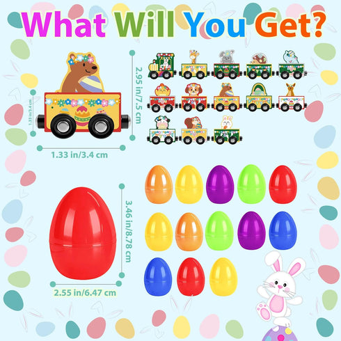 Yxwomenxy Countdown Easter Eggs Magnetic Wooden Animal Train for Kids,Easter Basket Stuffers,Easter Eggs Surprise
