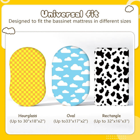 Xihaian 3 Pack 32''x16'' Baby Changing Pad Cover for Boys Girls Blue Sky and White Cloud Cow Print Nursery Diaper