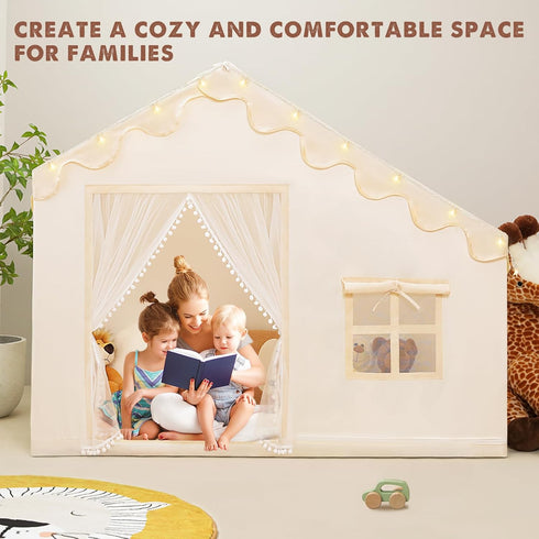 3-8, Kids Play Tent with Mat - Kids Tent Indoor with Star Lights and Flags, Toddler Tent for Kids Ages Toddler