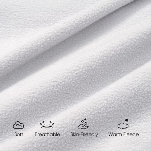 PHF Soft Micro-Fleece Baby Sleep Sack, 6-12 Months, Warm Baby Wearable Blanket, 2-Way Zipper, 2 Pack, White & Grey