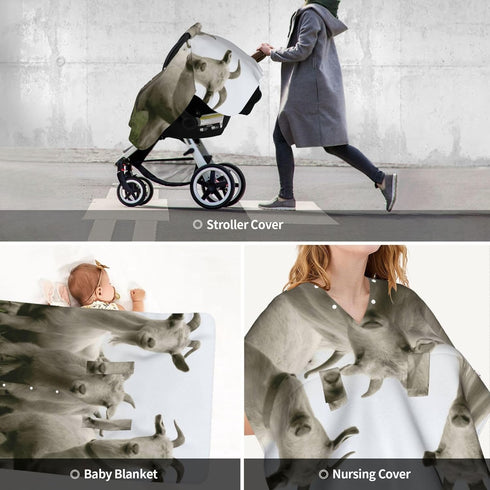 Zhbvncp Goat Baby Car Seat Cover & Breastfeeding Nursing Cover - Breathable Stretch Fabric Multi-Use Nursing Cover