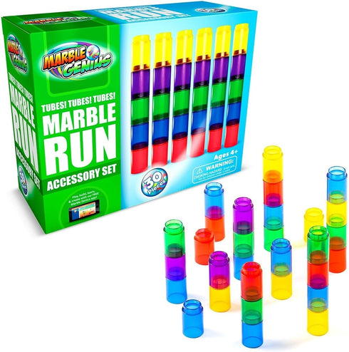 30pcs Set 4+, Marble Genius Tubes, Marble Run Accessory for Kids Ages Fun Building & Learning Educational Construction