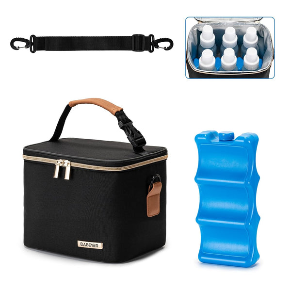 Breastmilk Cooler Bag with Ice Pack Fits 6 Baby Bottles Up to
