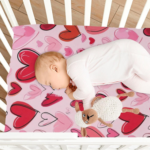Caikeny 27 39 Fitted Crib Sheet for Boys Girls Pink Red Heart Baby Crib Sheets Bassinet Sheets Crib Mattress Bed Sheets