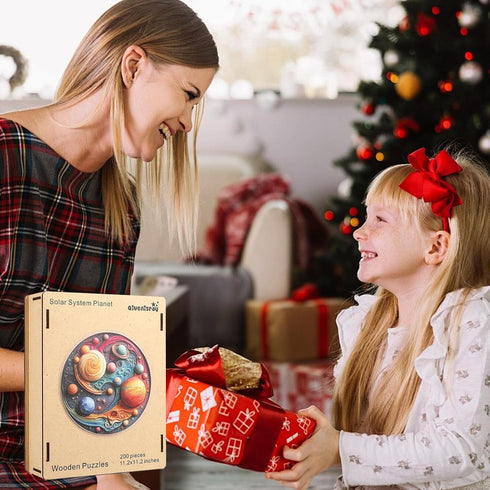 300 Qiuenisray Space Puzzles for Adults, Pieces Solar System Planet Wooden Jigsaw Puzzles, FSC Certified Unique Shape