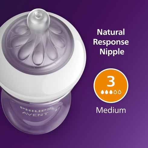 3), 9oz, SCY903/01 Philips Avent Natural Baby Bottle with Natural Response Nipple (Medium Flow,Flow